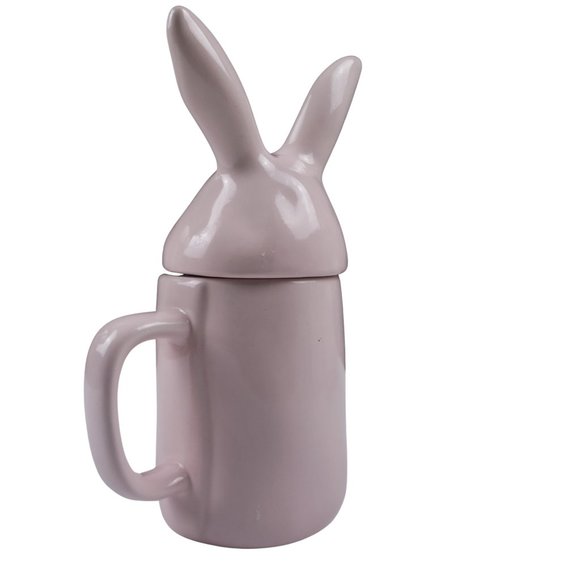 Rae Dunn Hunny Bunny Pink Easter Mug with Ears Topper Traditional LL Magenta - Picture 4 of 10